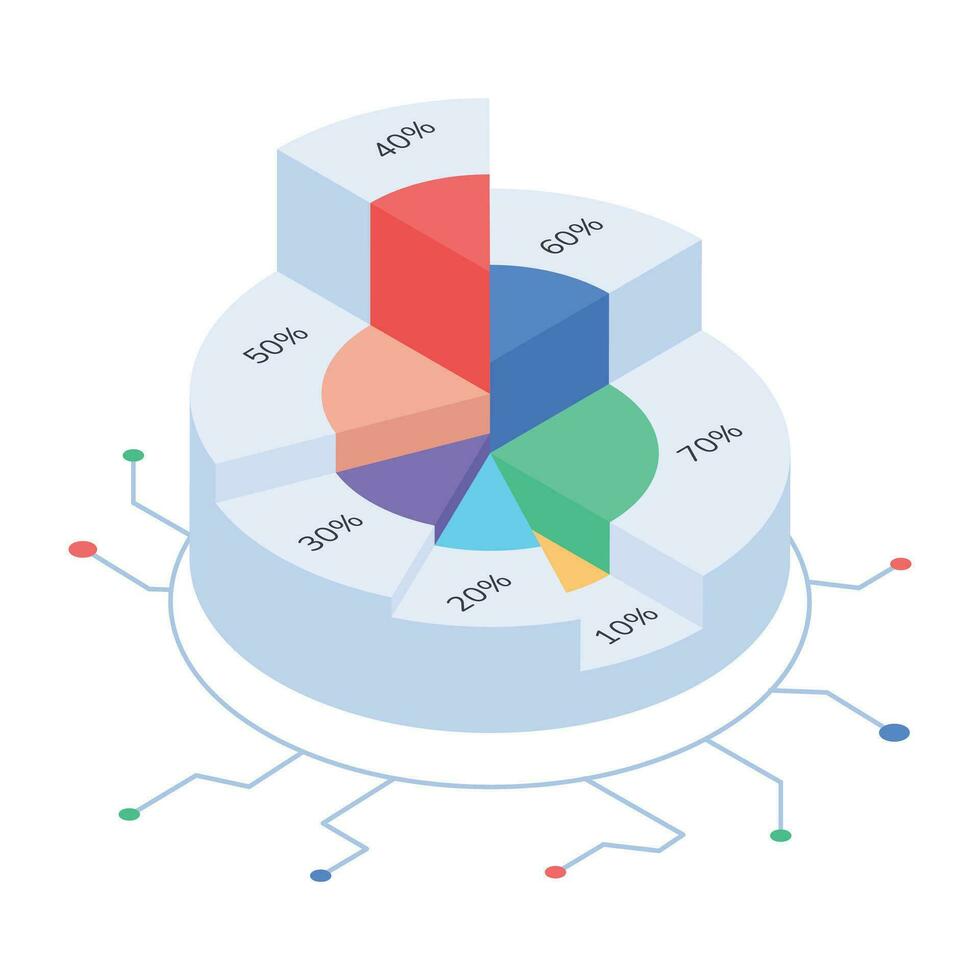 Check out isometric icon of market shares vector