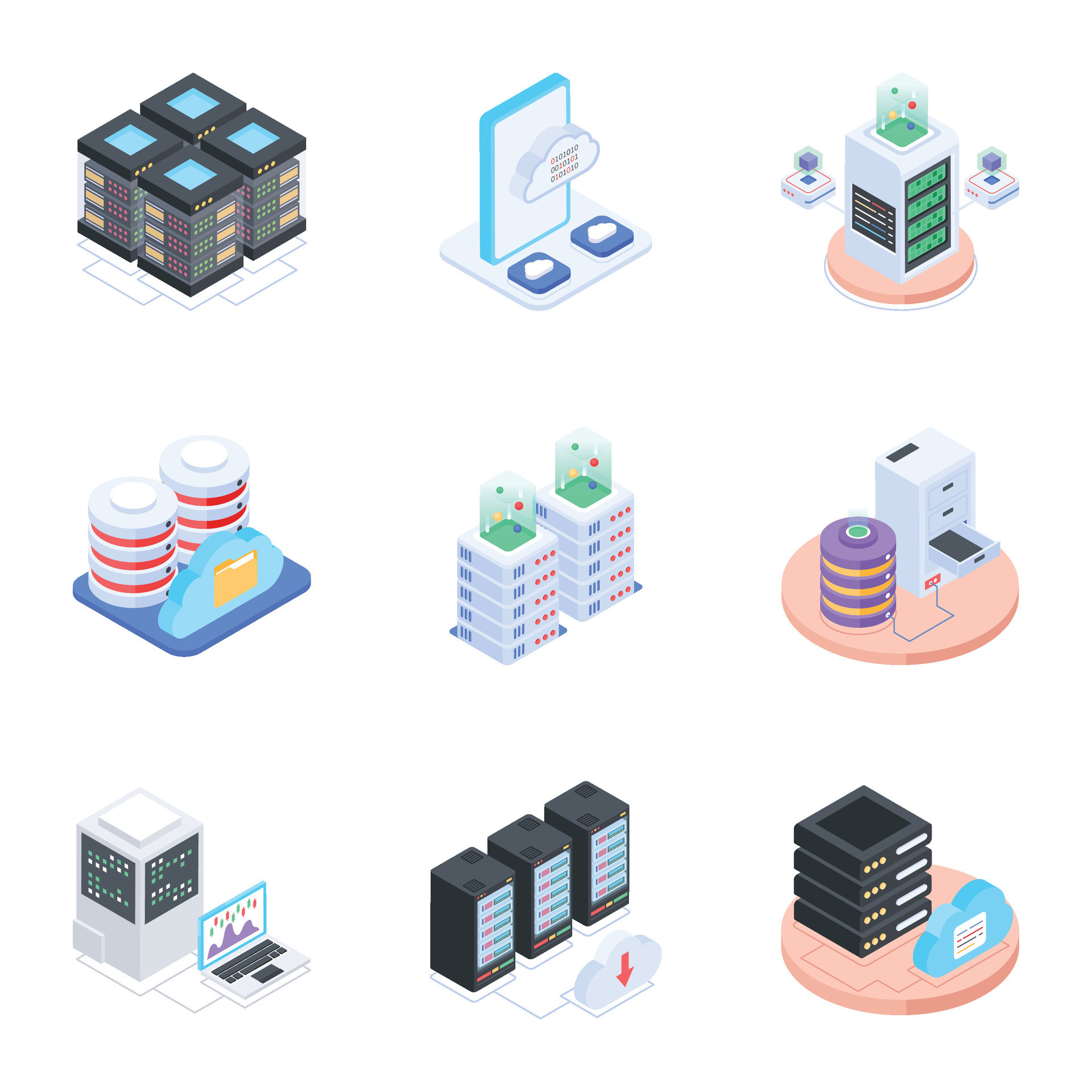 Pack of Database Isometric Icons 25462825 Vector Art at Vecteezy