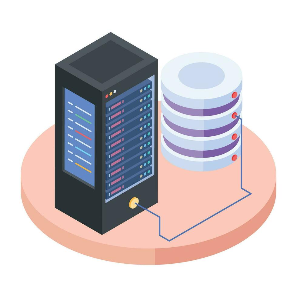 moderno de servidor bastidores isométrica icono vector