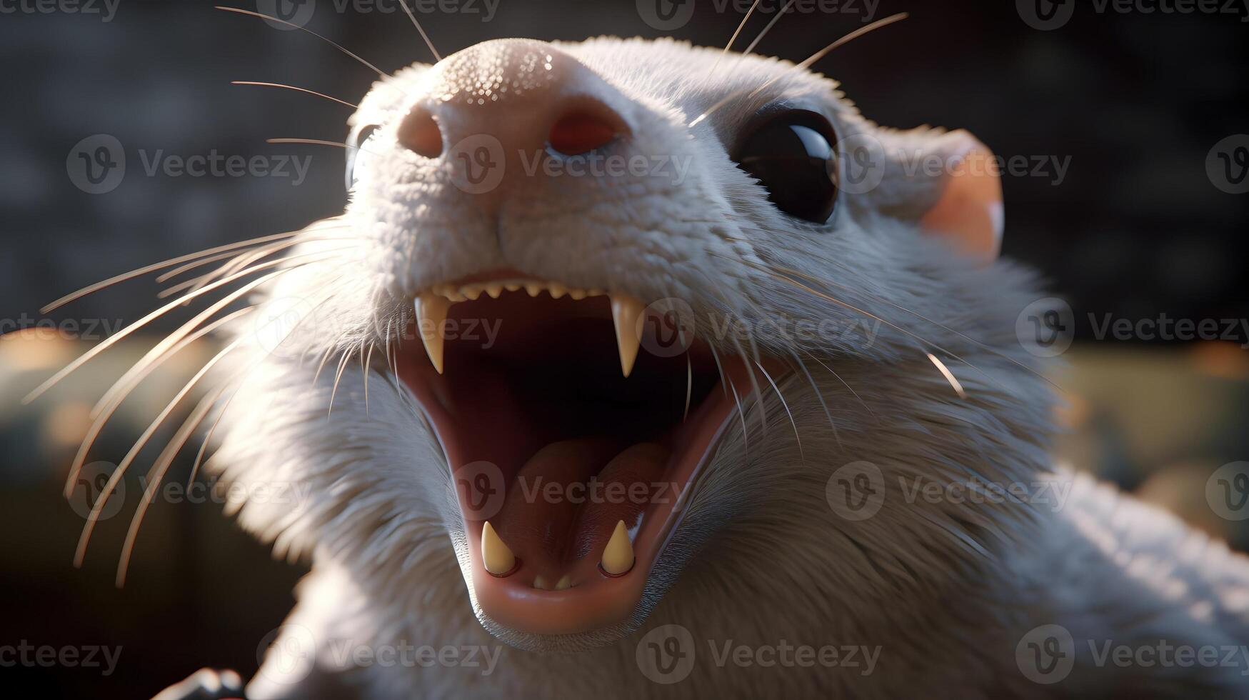 3D rendering of a white rat , photo