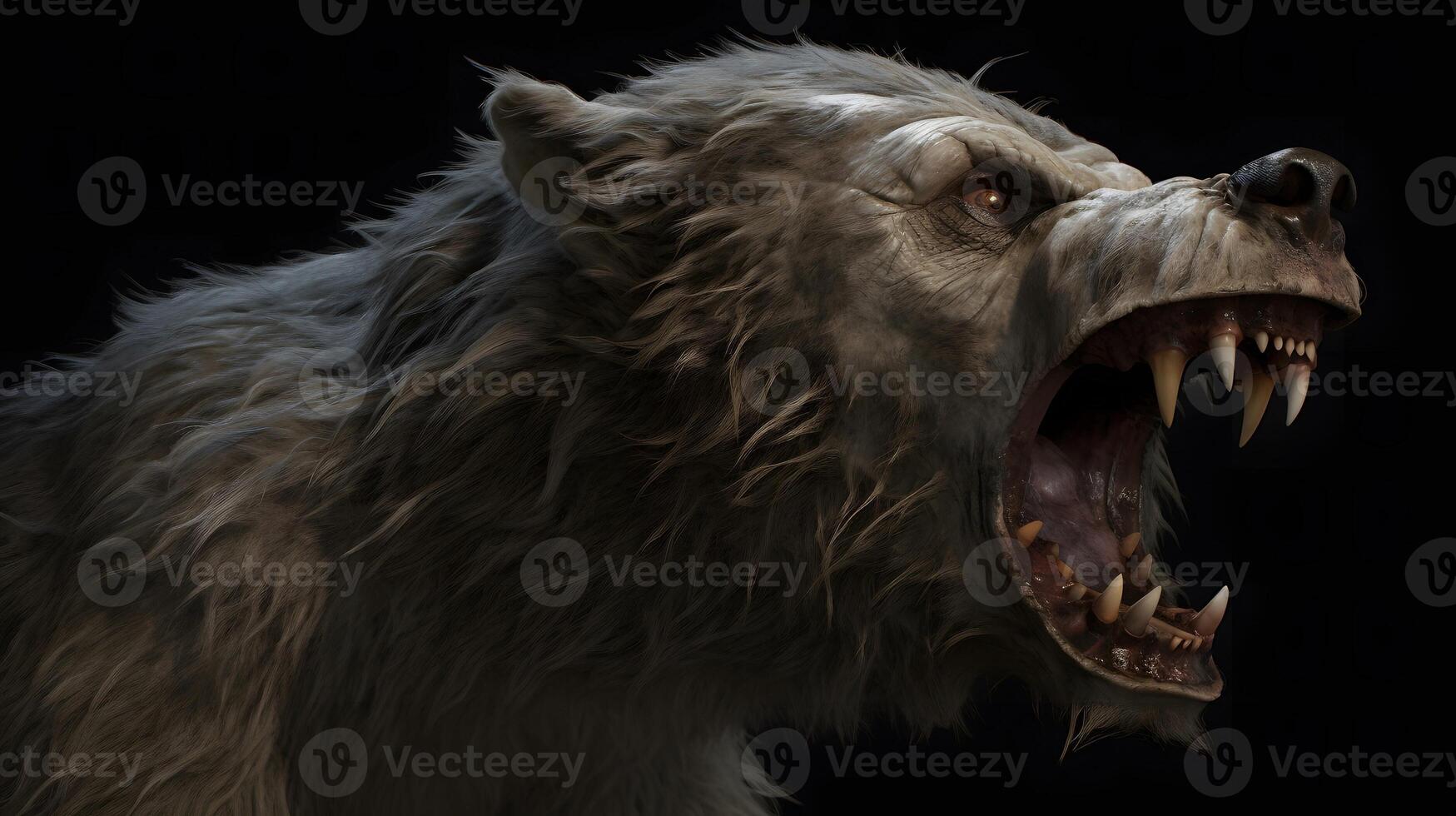 angry wolf 3D illustration , photo