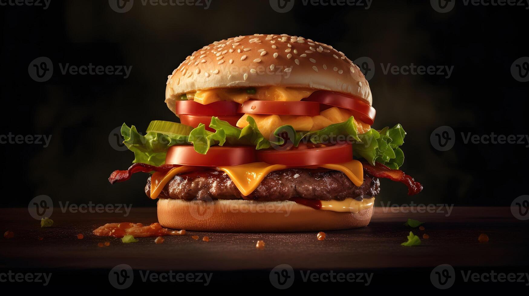 delicious fresh hamburger on a plate , photo
