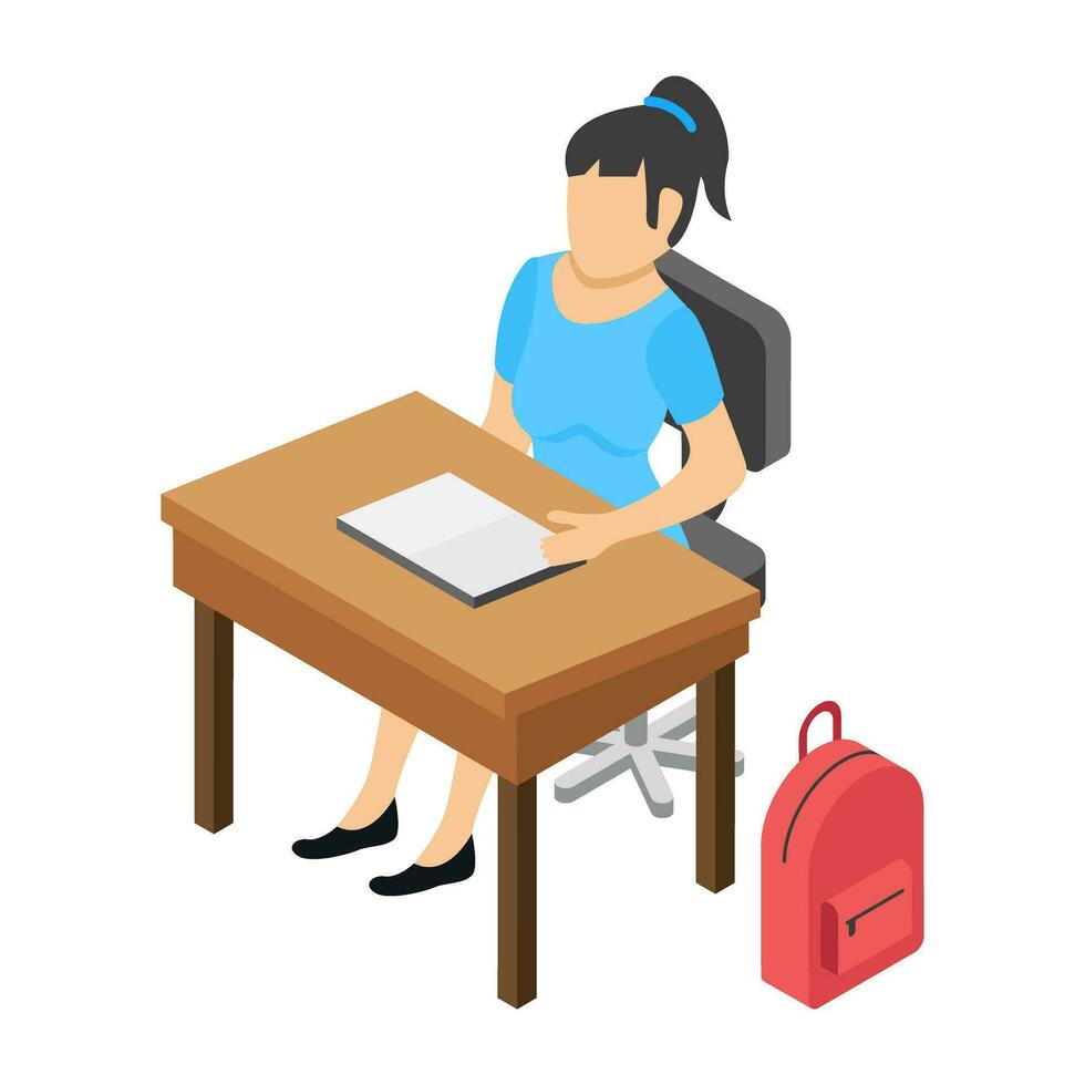 Flat icon design of learning student vector