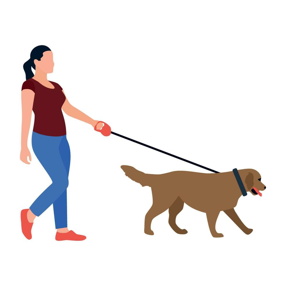 Pet walker, jogging concept vector