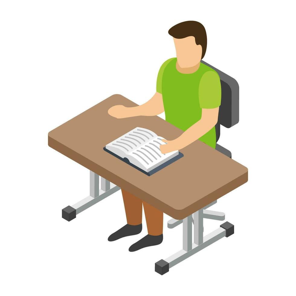 Flat icon design of learning student vector