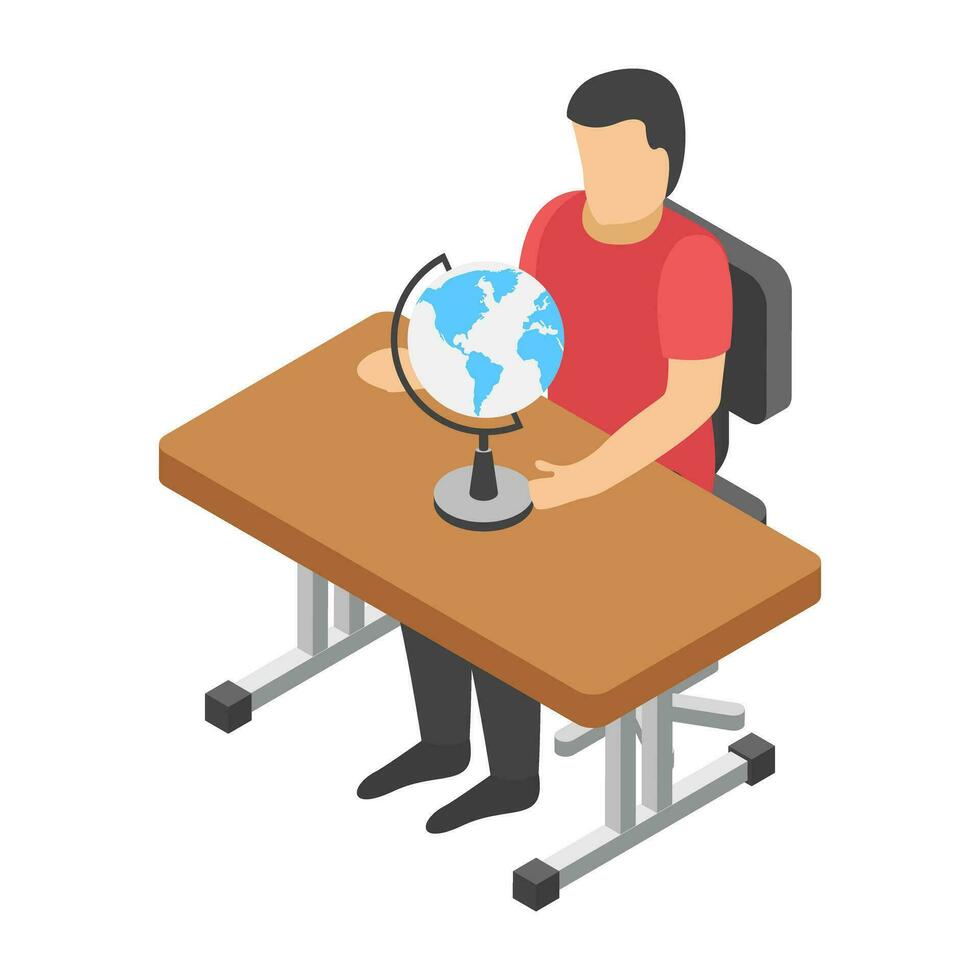 Flat icon design of learning student vector