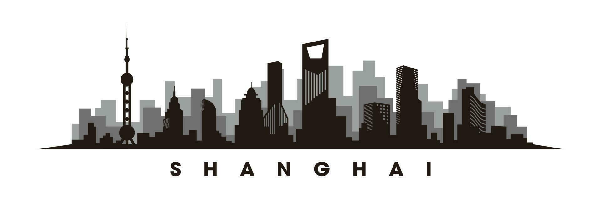Shanghai skyline and landmarks silhouette vector