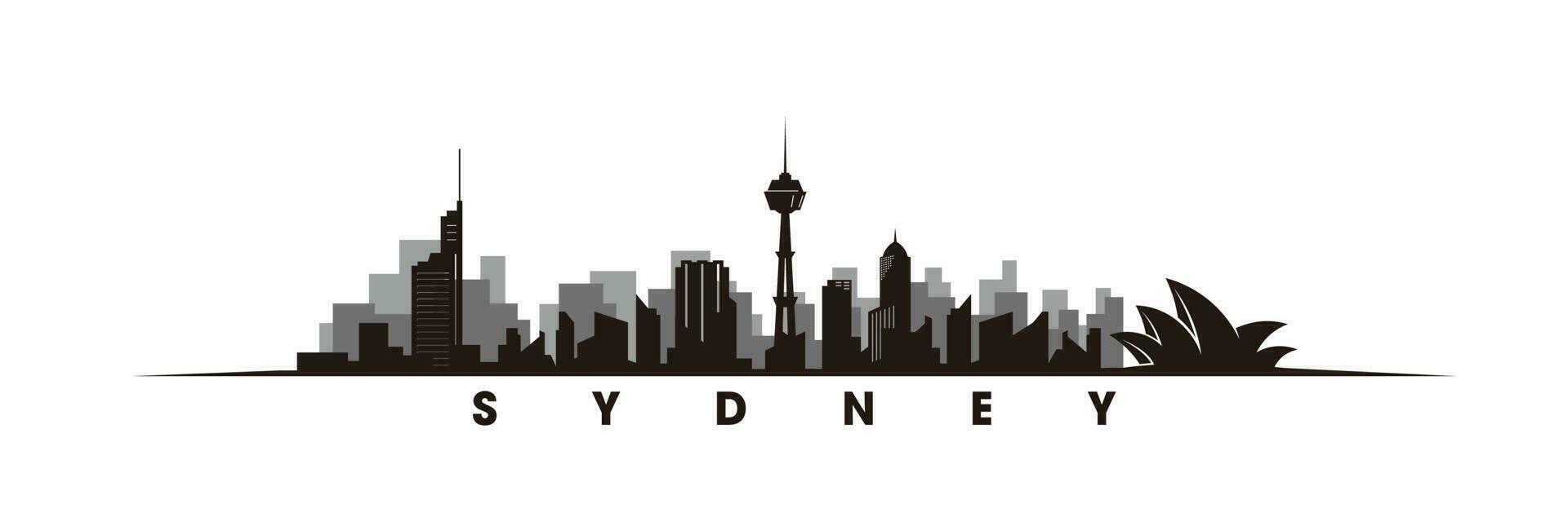 Sydney horizonte y puntos de referencia silueta vector