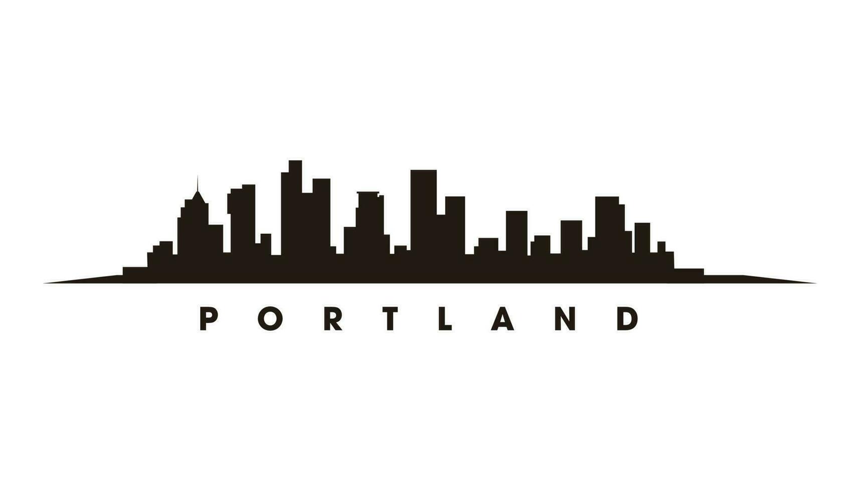 Portland horizonte y puntos de referencia silueta vector