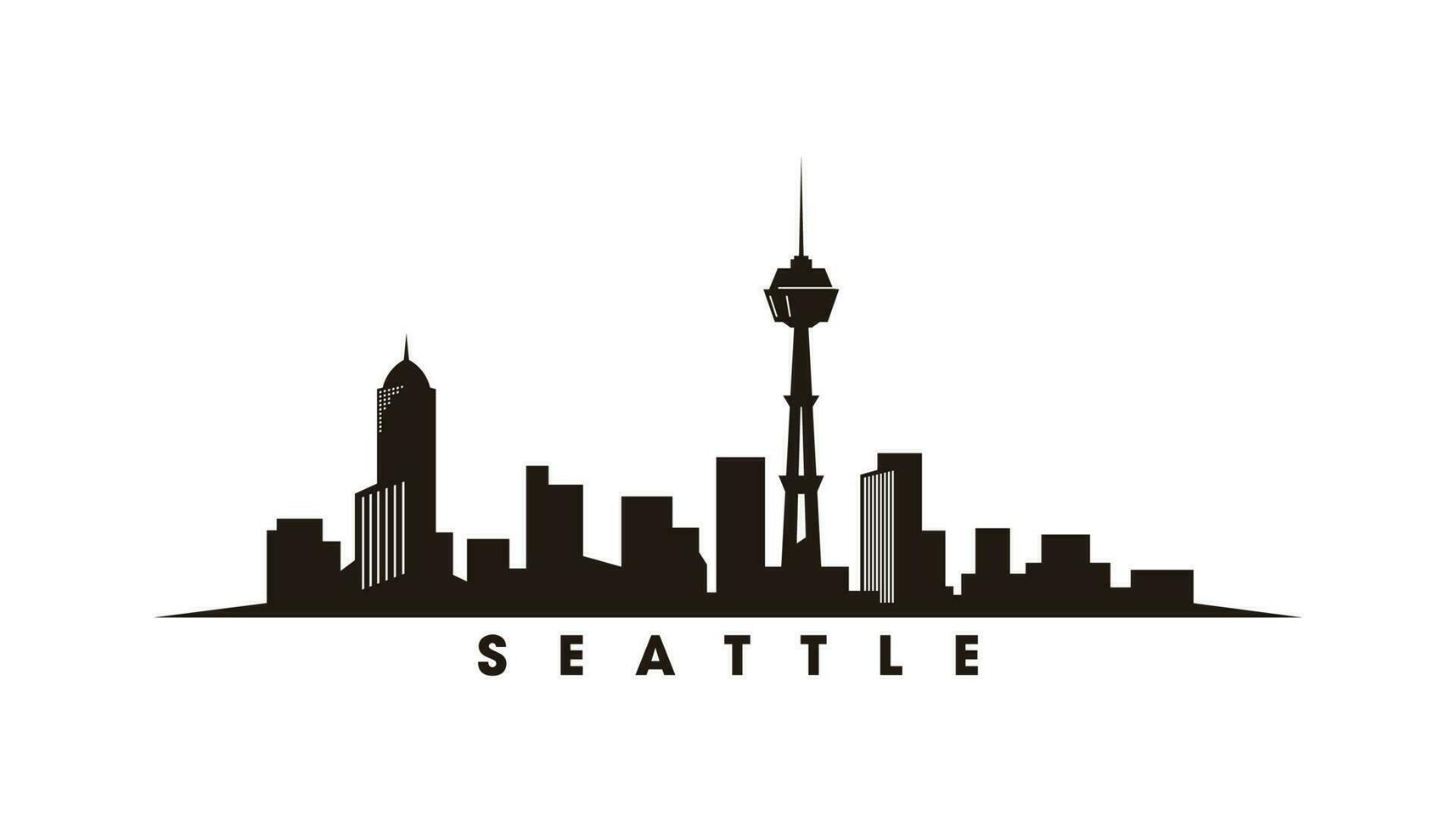 Seattle horizonte y puntos de referencia silueta vector