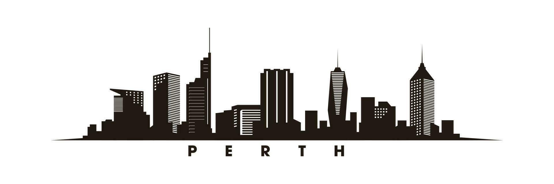 Perth skyline and landmarks silhouette vector