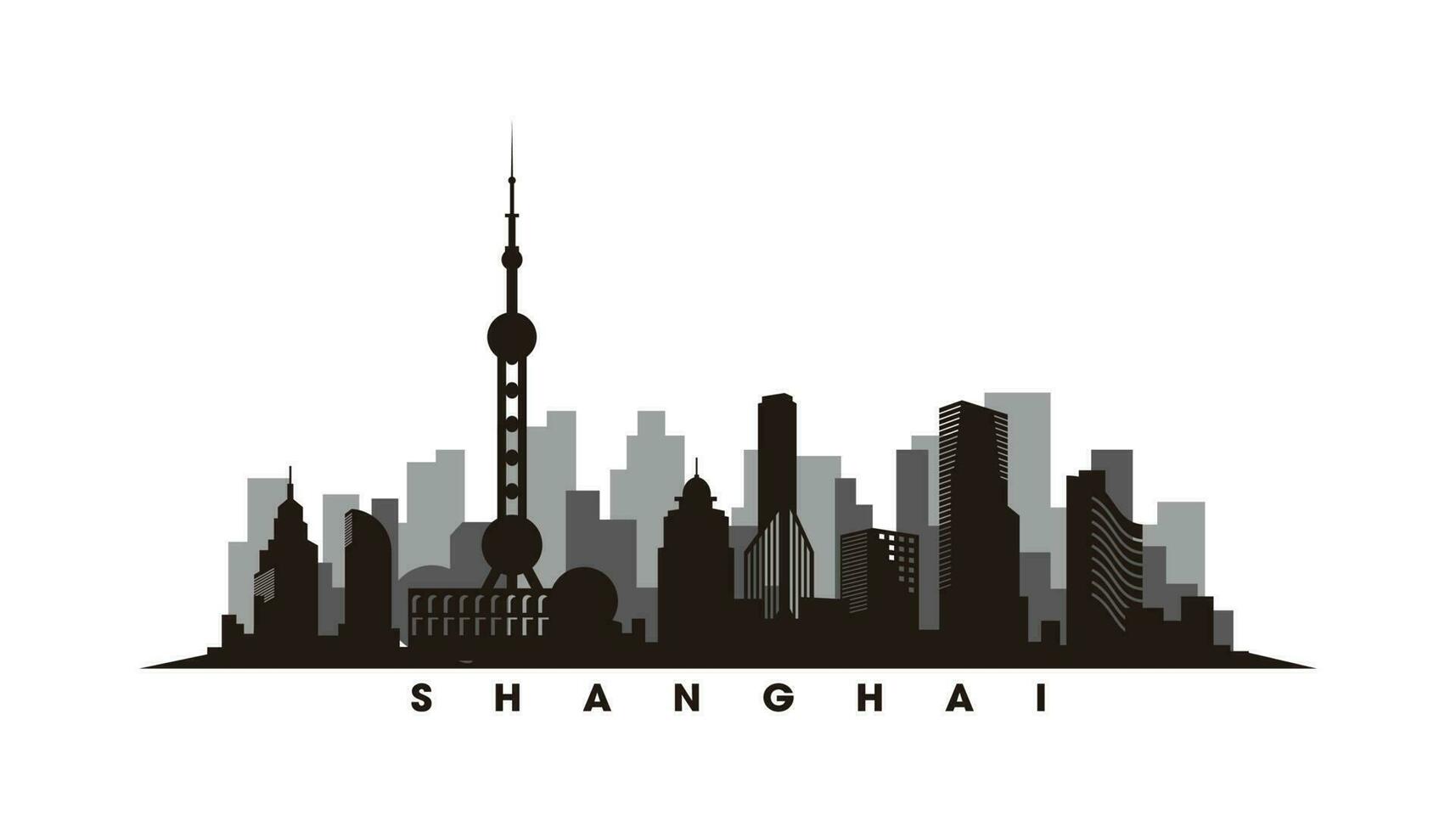 Shanghai skyline and landmarks silhouette vector