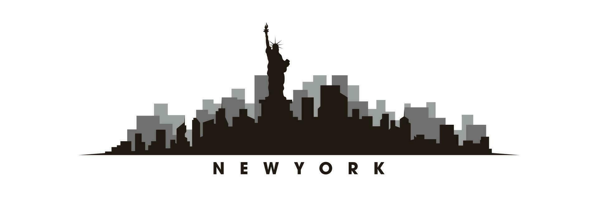 New York skyline and landmarks silhouette vector