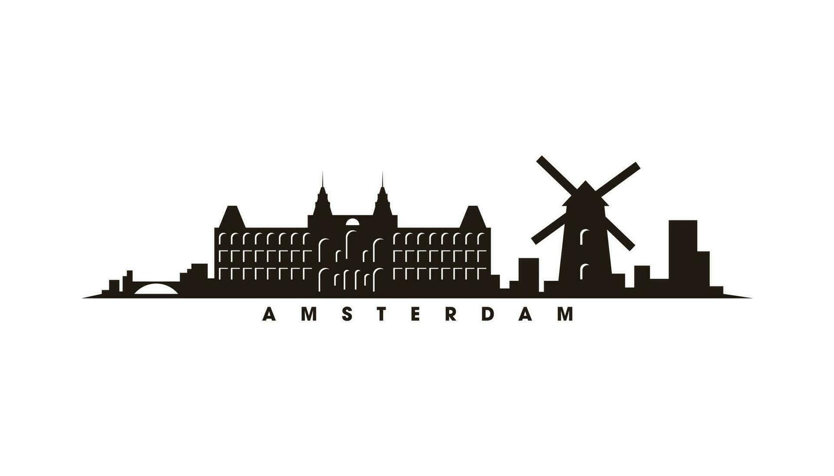 Amsterdam horizonte y puntos de referencia silueta vector