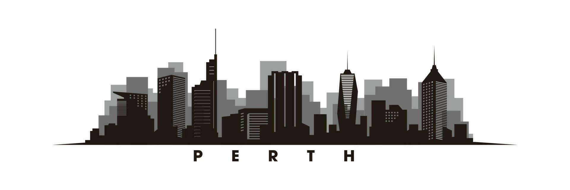 Perth skyline and landmarks silhouette vector