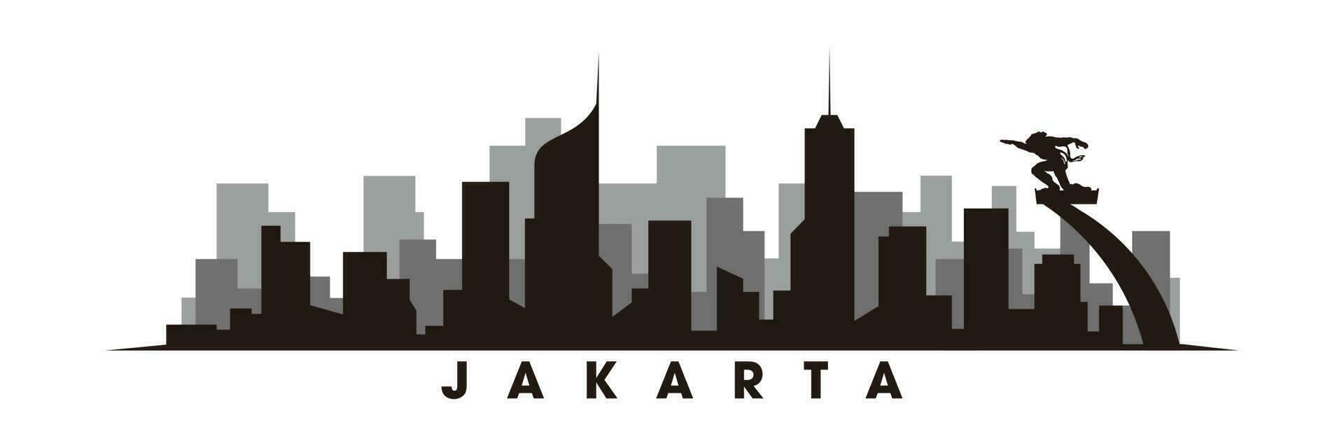 jakarta, contorno, y, señales, silueta, vector