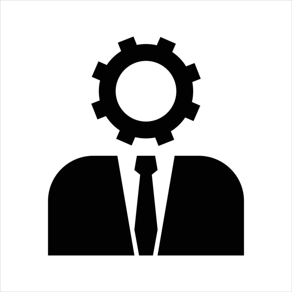 usuario icono vector. ilustración de engranaje cabeza hombre silueta. empleado signo. aislado en blanco antecedentes. vector