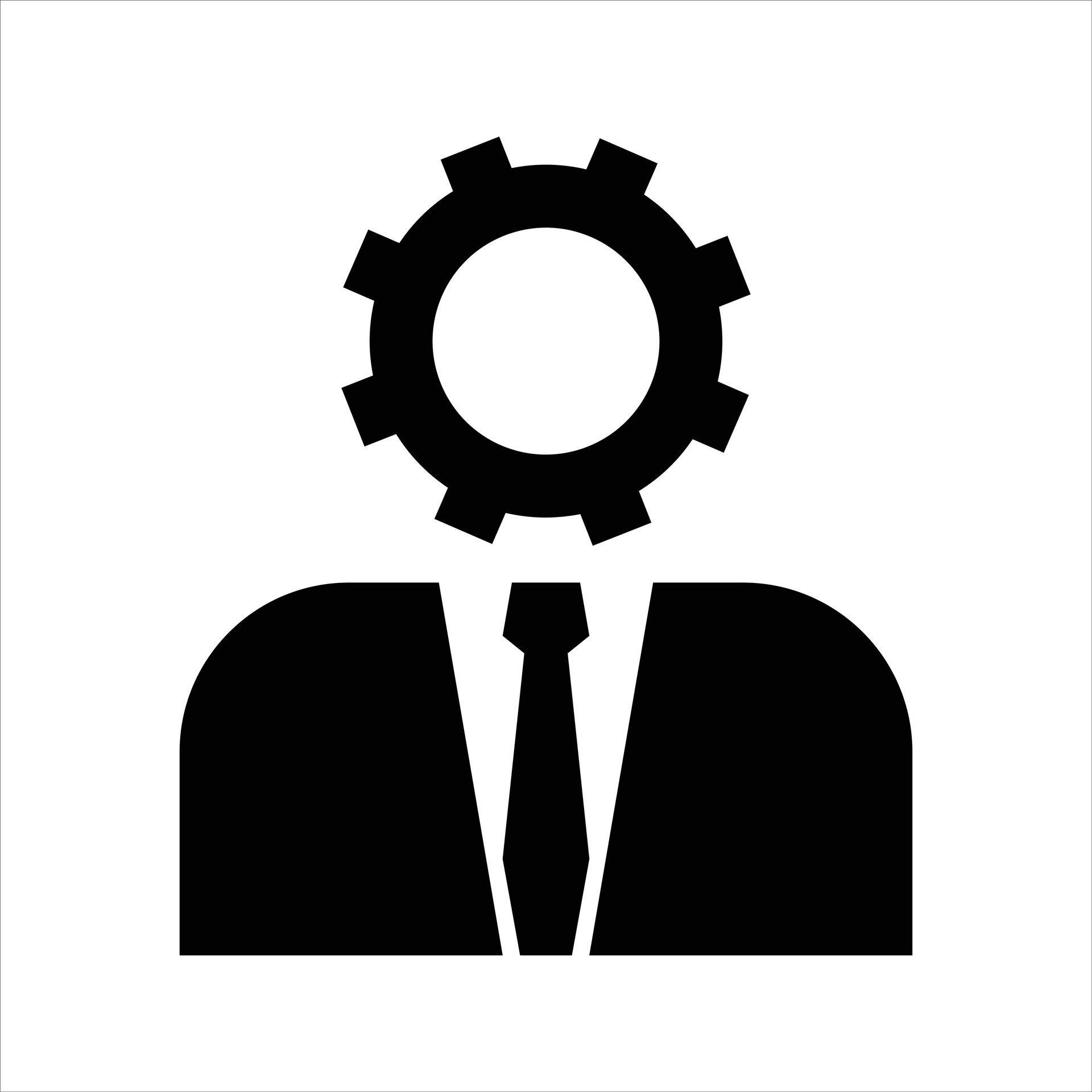 user icon vector. illustration of gear head man silhouette. employed ...