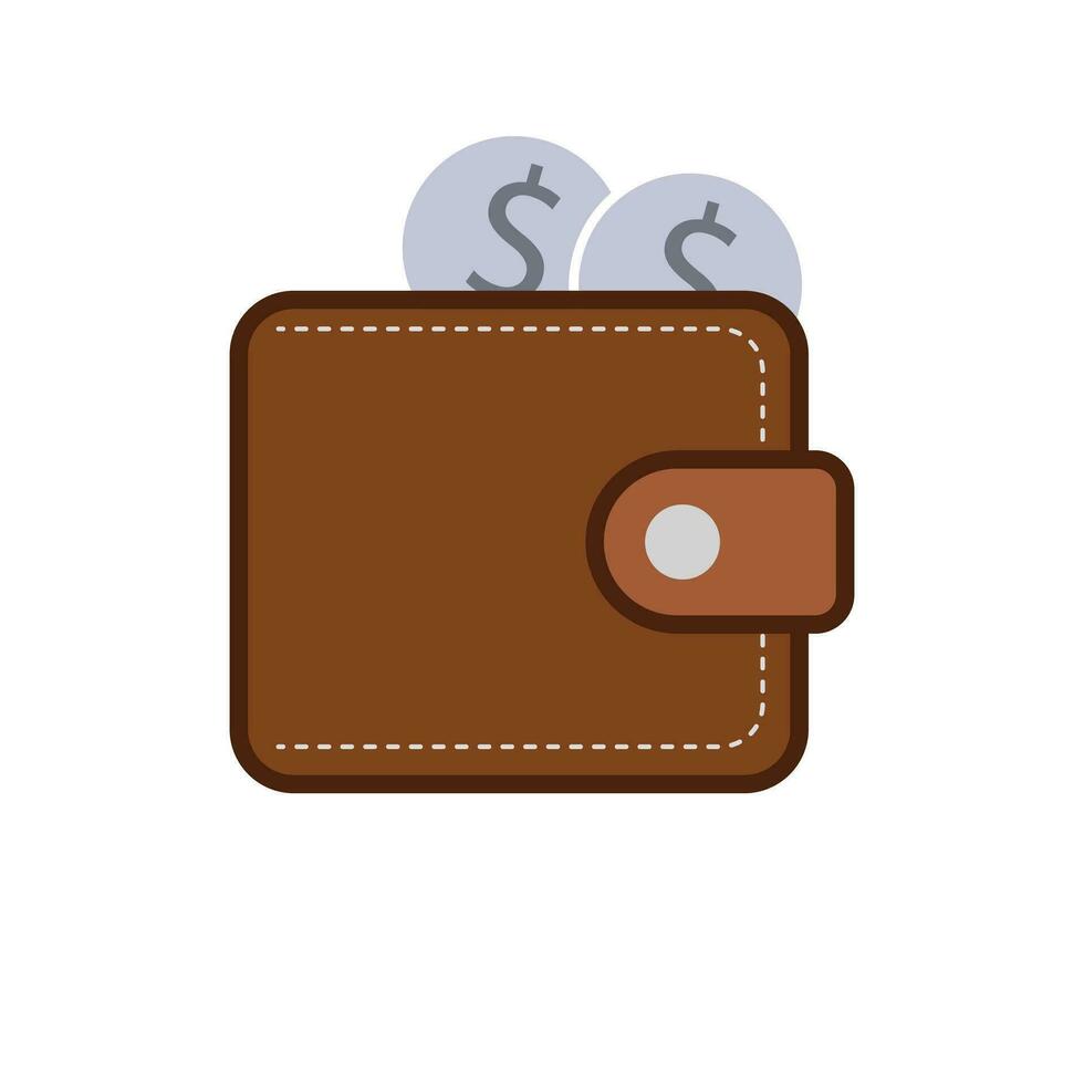 Wallet icon. flat design line icon isolated on white background. illustration of a wallet filled with money. vector