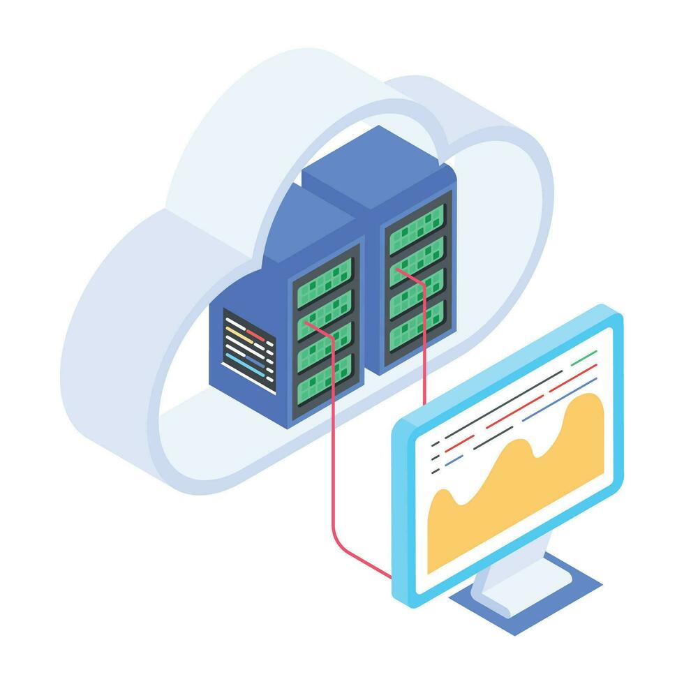 Modern of Server Racks Isometric Icon vector