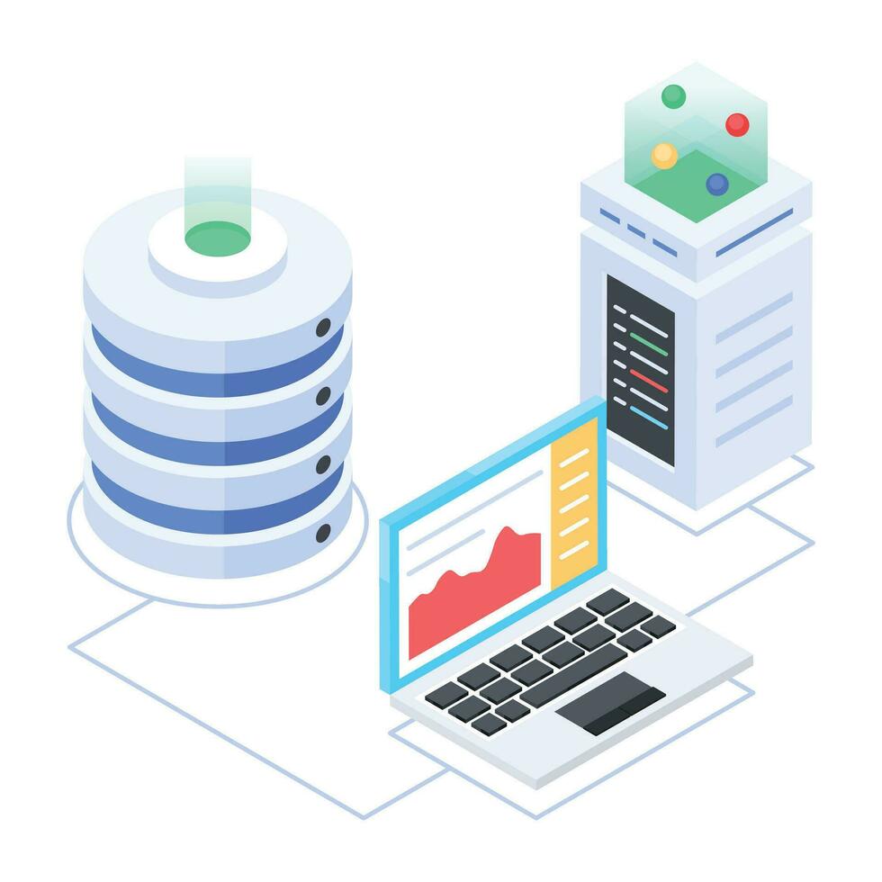 Pack of Data Servers Isometric Icons vector