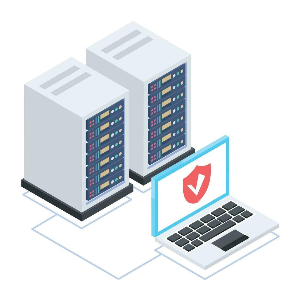 Modern of Server Racks Isometric Icon vector