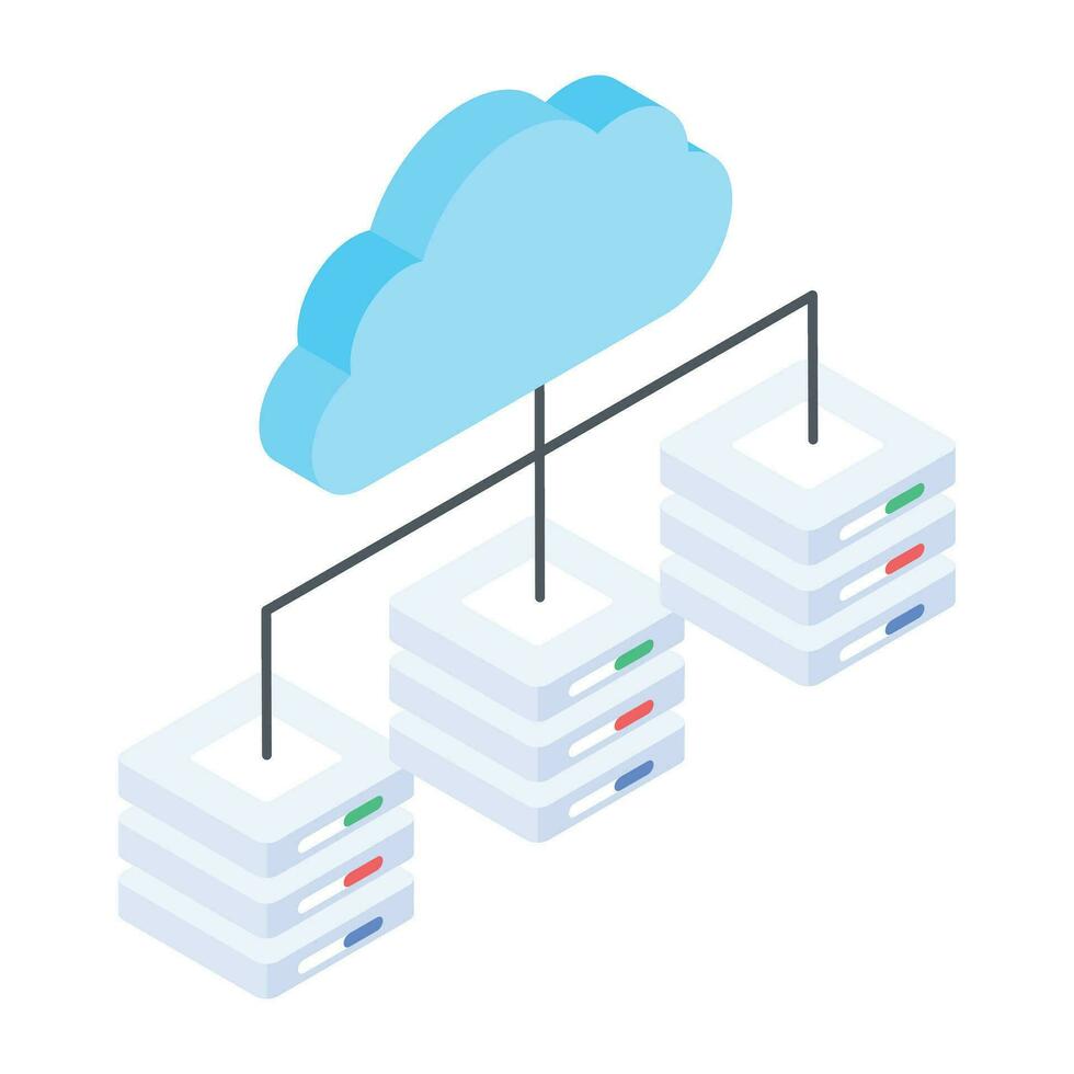 Modern of Server Racks Isometric Icon vector