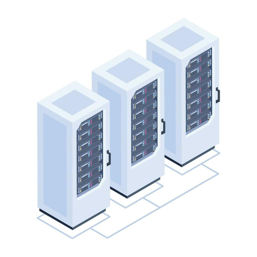 Modern of Server Racks Isometric Icon vector