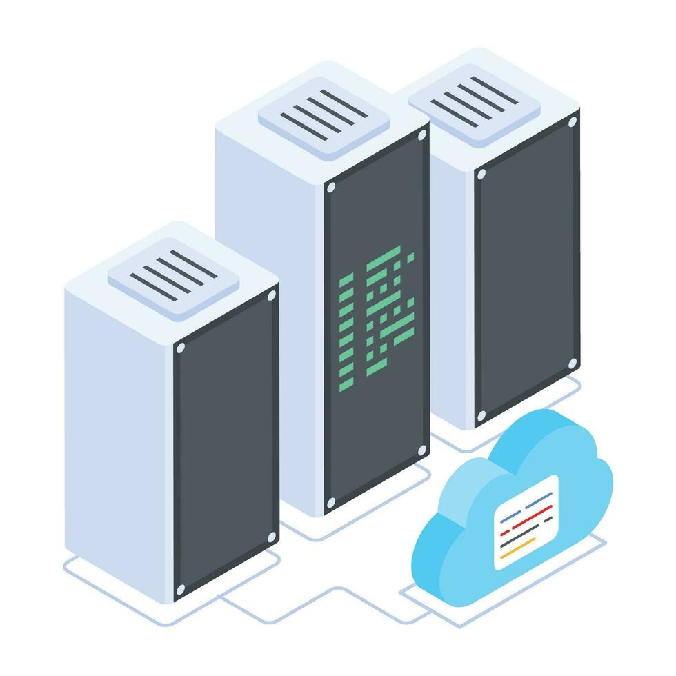 Modern of Server Racks Isometric Icon vector