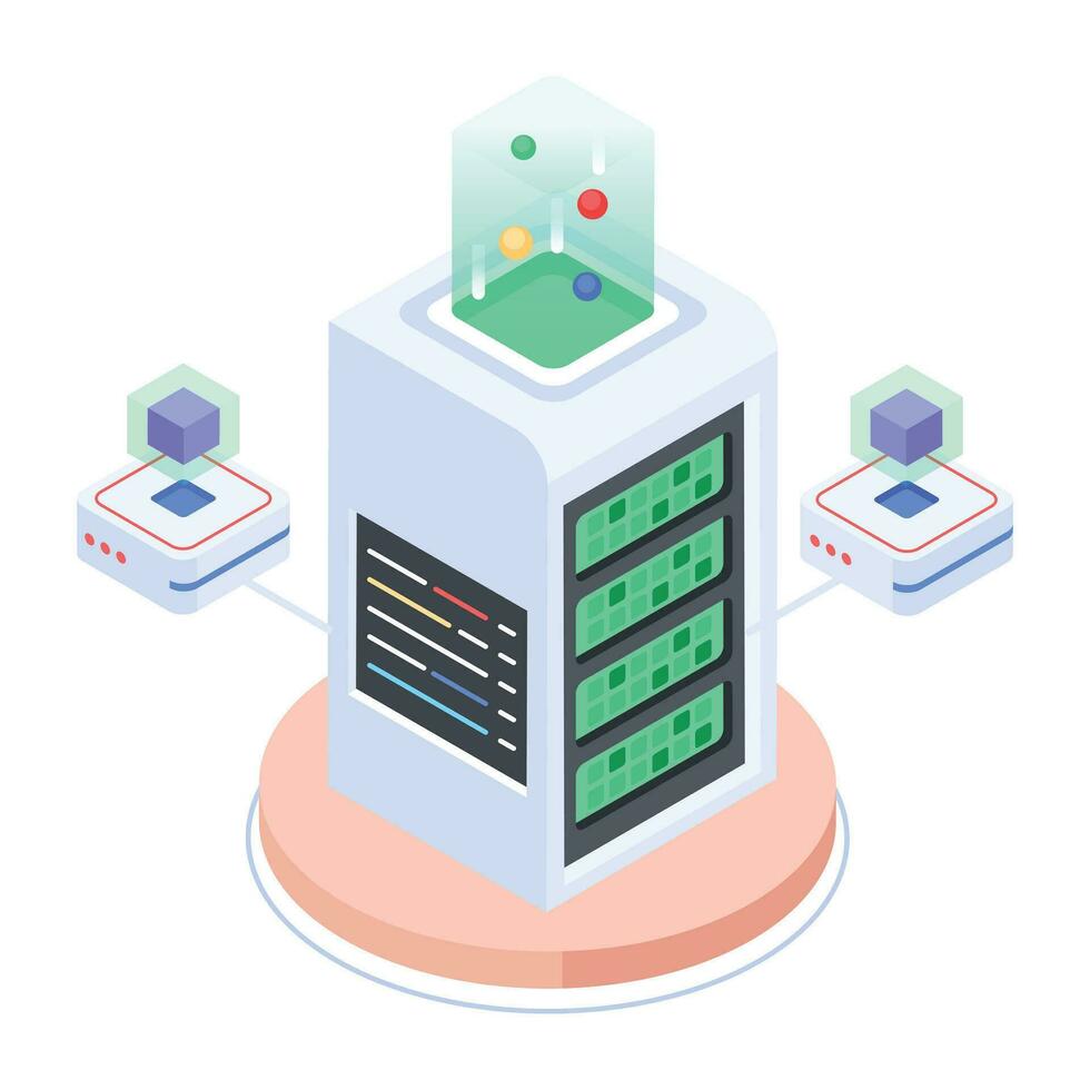 Modern of Server Racks Isometric Icon vector