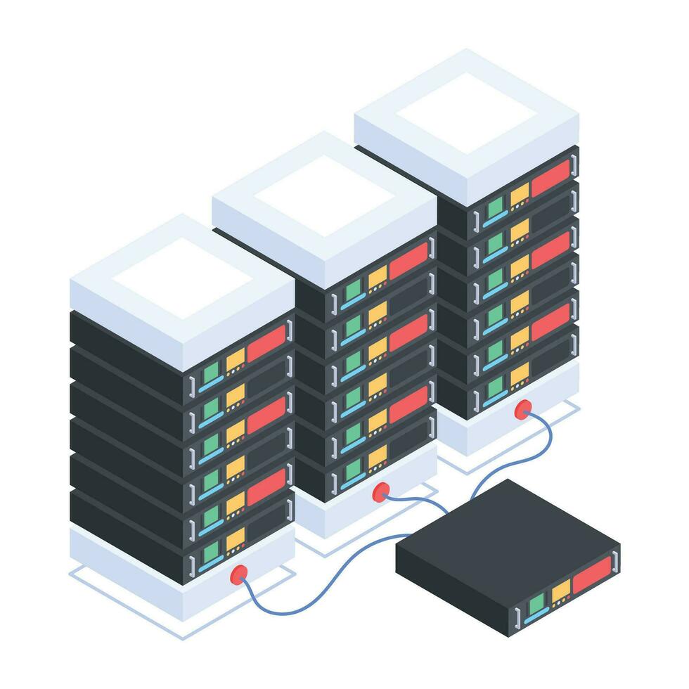 Modern of Server Racks Isometric Icon vector