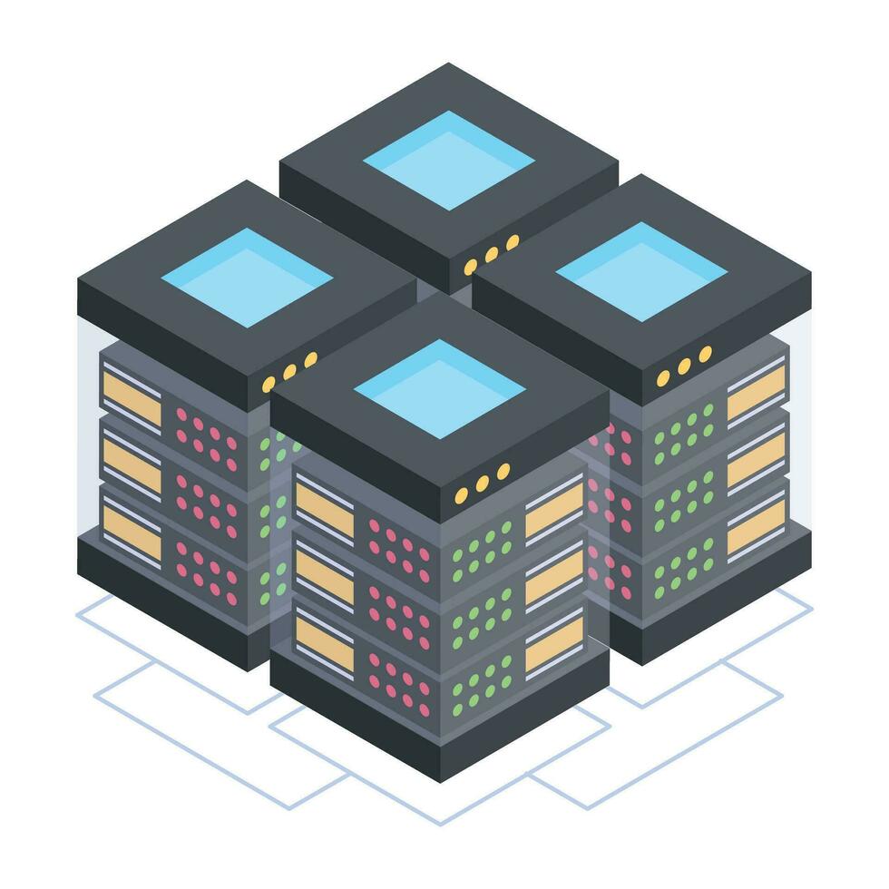 Modern of Server Racks Isometric Icon vector