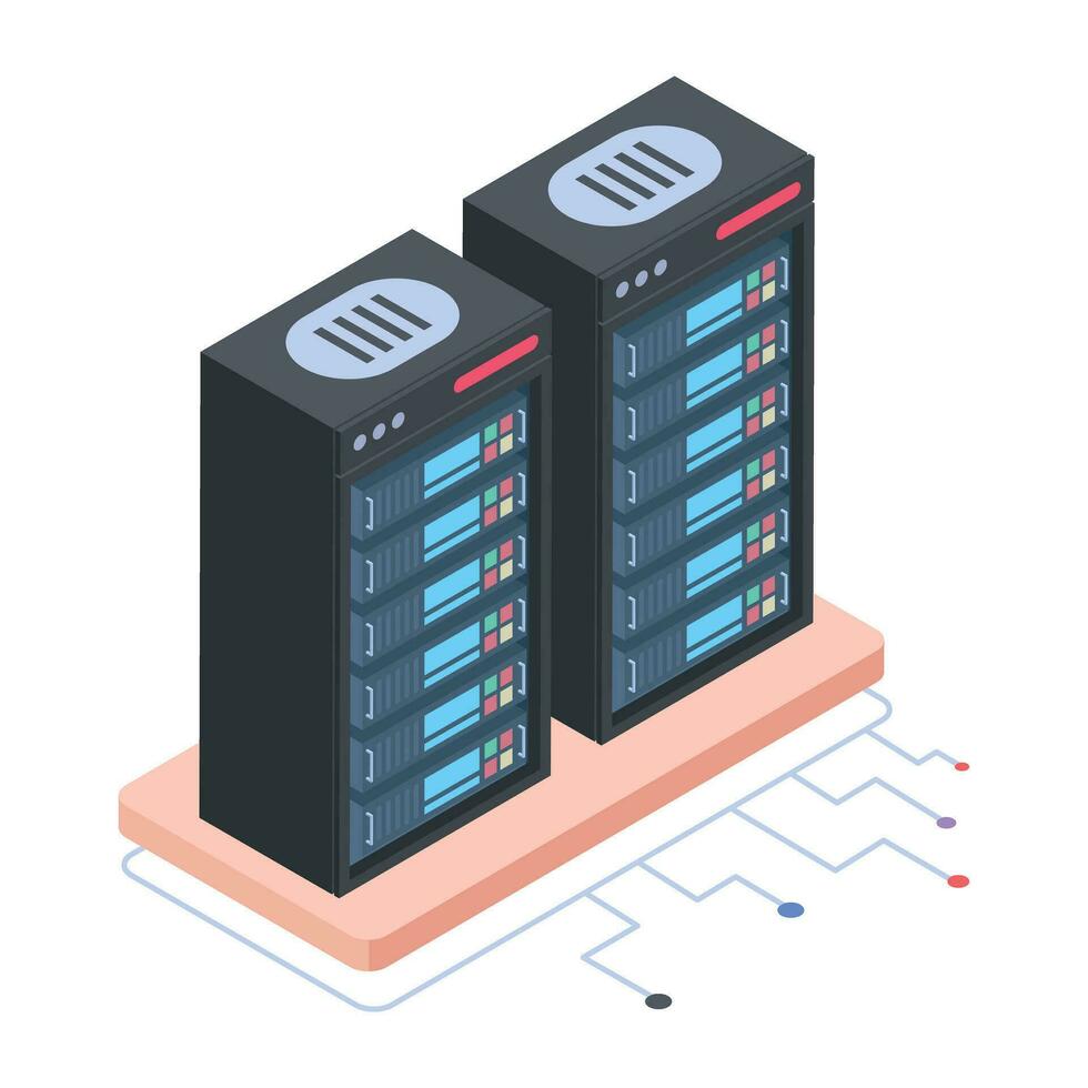 Modern of Server Racks Isometric Icon vector