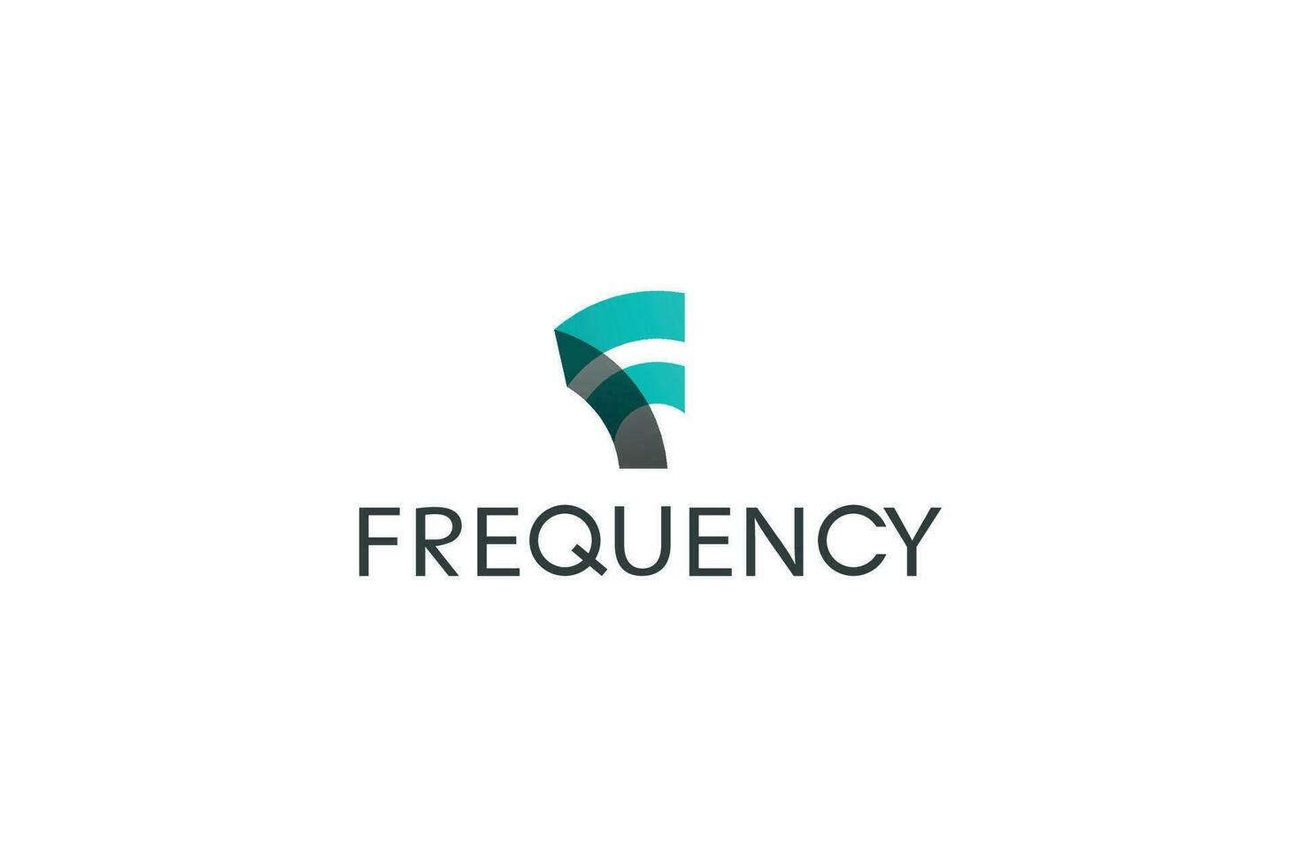 Letter F modern wave frequency circular logo vector