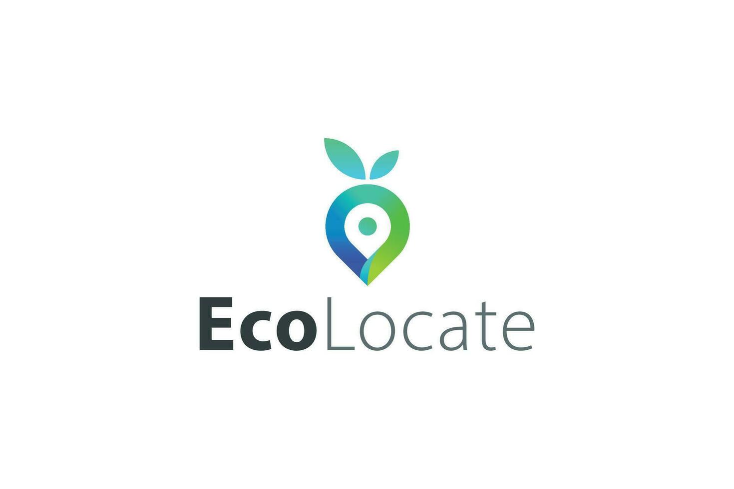 Location pin ecological place modern green leafy unique logo vector
