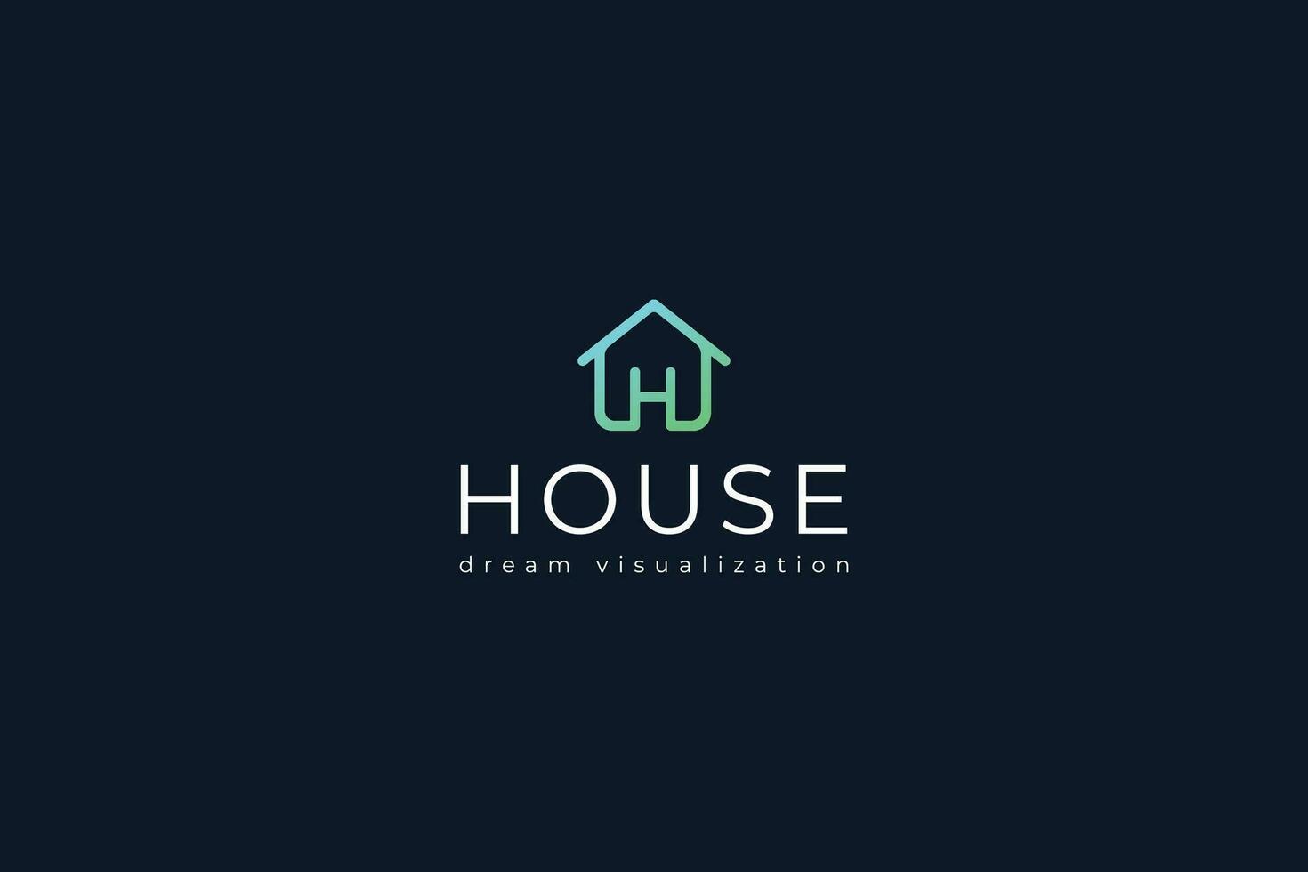 Letter H simple and line art green colour house logo vector