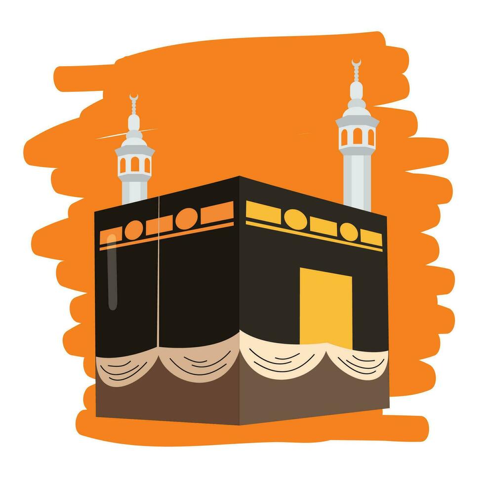 Holy kaaba islamic muslim religion icon design vector eid adha mubarak ramadan in mecca saudi arab