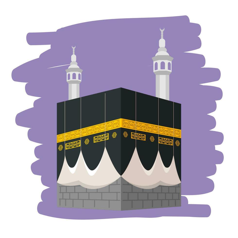 Holy kaaba islamic muslim religion icon design vector eid adha mubarak ramadan in mecca saudi arab