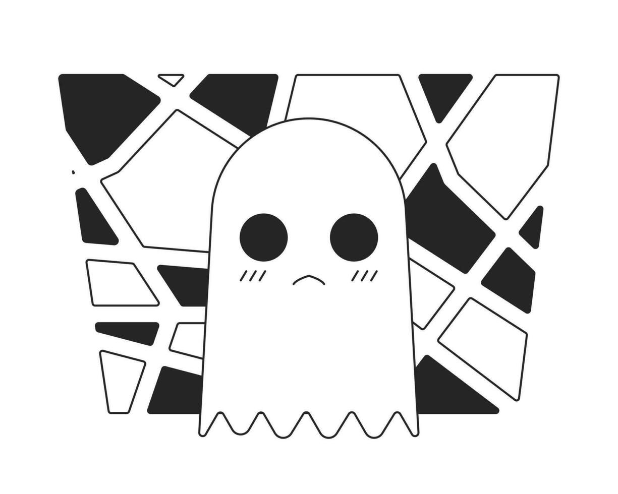 pequeño blanco fantasma en mosaico antecedentes plano monocromo aislado vector objeto. editable negro y blanco línea Arte dibujo. sencillo contorno Mancha ilustración para web gráfico diseño