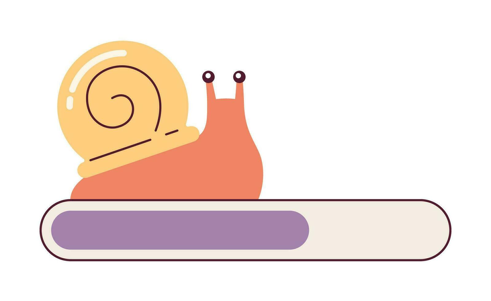 Slowly snail with spiral shell loading bar vector illustration. Web loader ui ux. Please wait. Graphical user interface. Cartoon flat design on white background