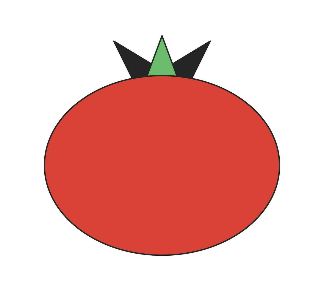 Fresh tomato flat line color isolated vector object. Organic vegetable. Editable clip art image on white background. Simple outline cartoon spot illustration for web design
