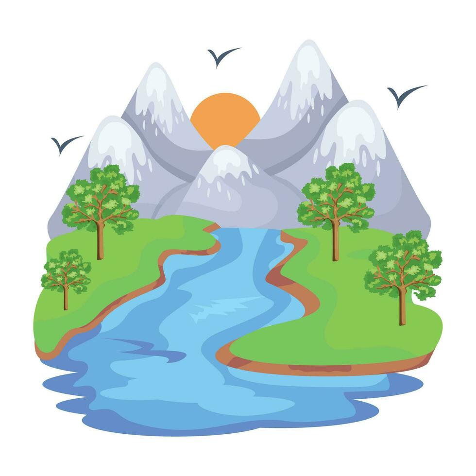 Pack of Beautiful Mountains Flat Vector Designs