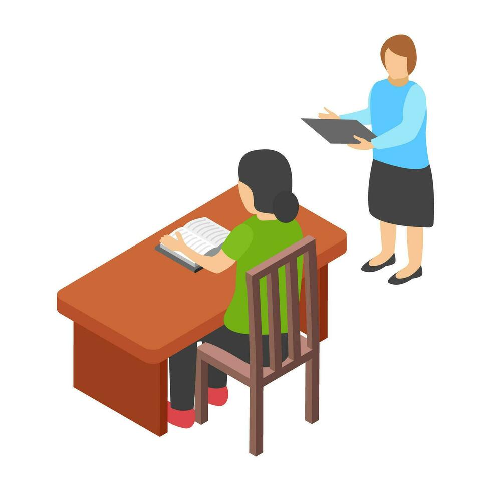 Flat icon design of learning student vector