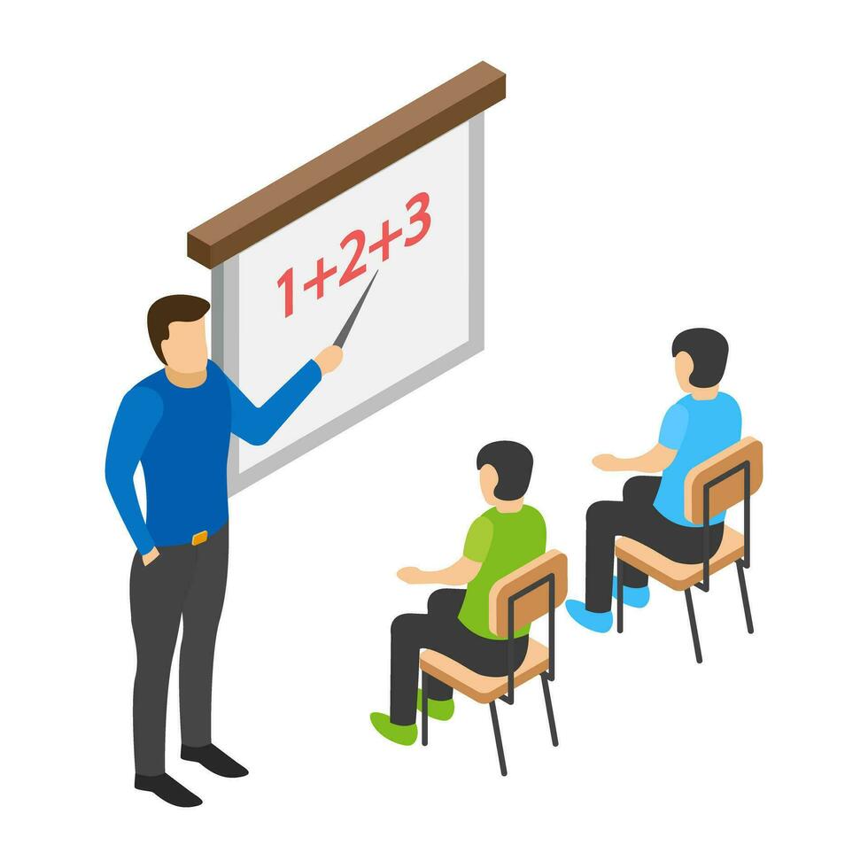 Flat icon design of learning student vector