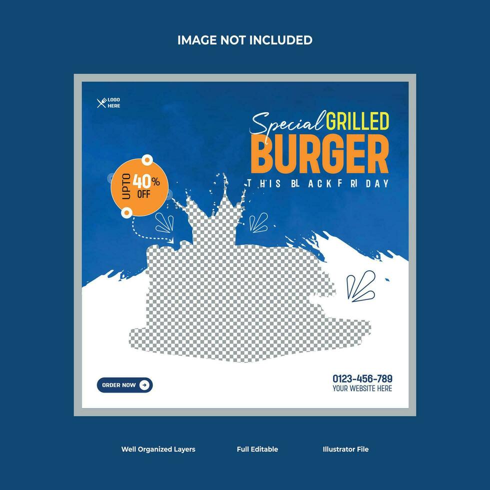 food social media banner post template vector