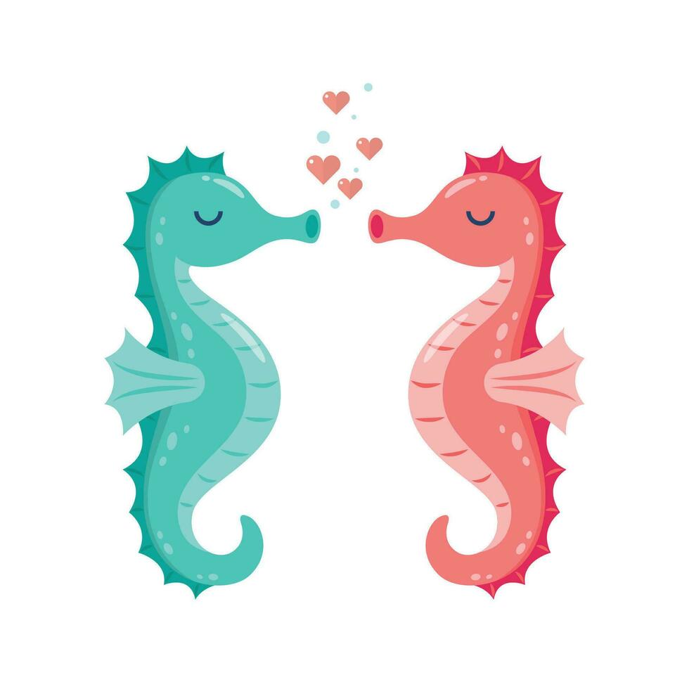 Couple seahorse cute cartoon vector