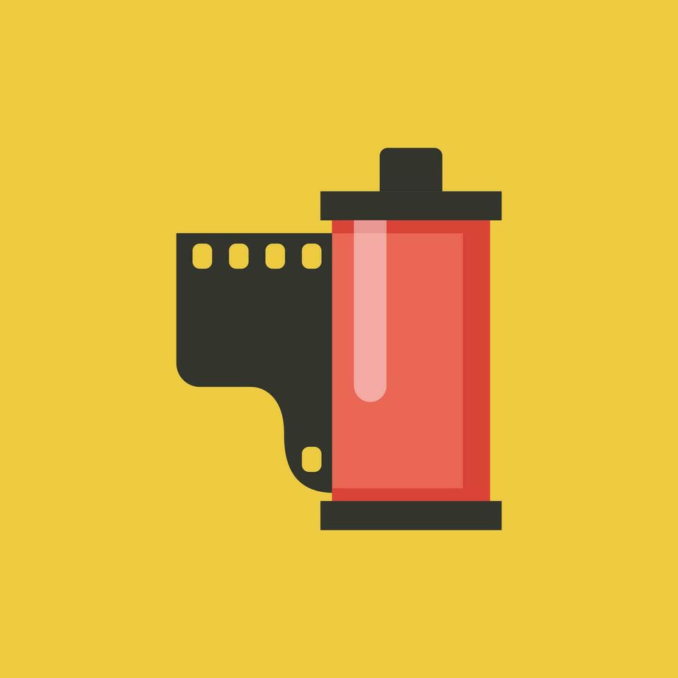Vintage photo camera film roll in flat style vector