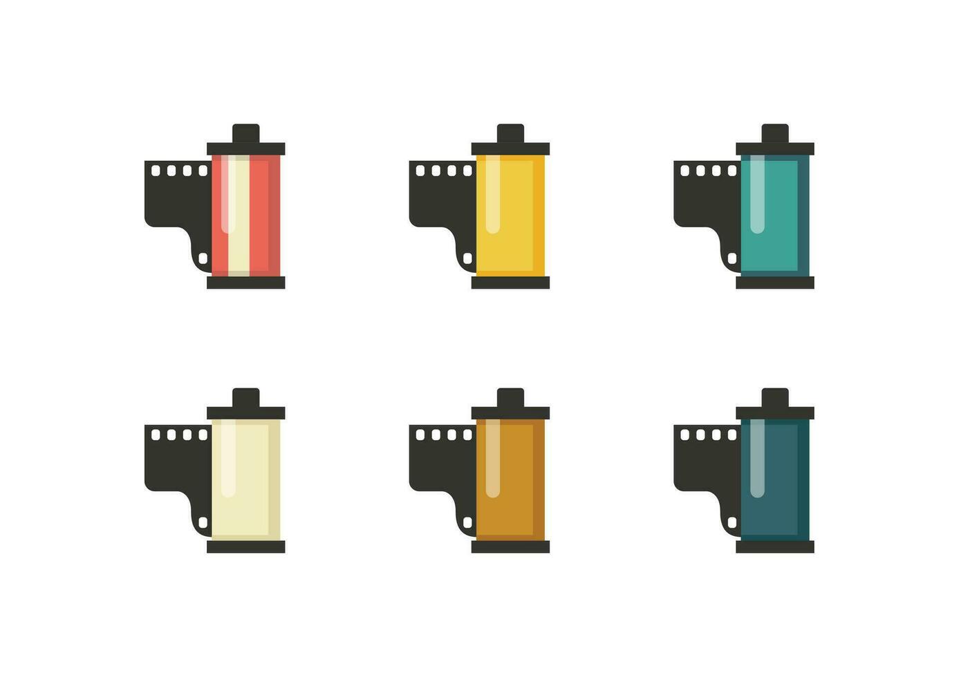 Colorful set of vintage photo camera film rolls vector