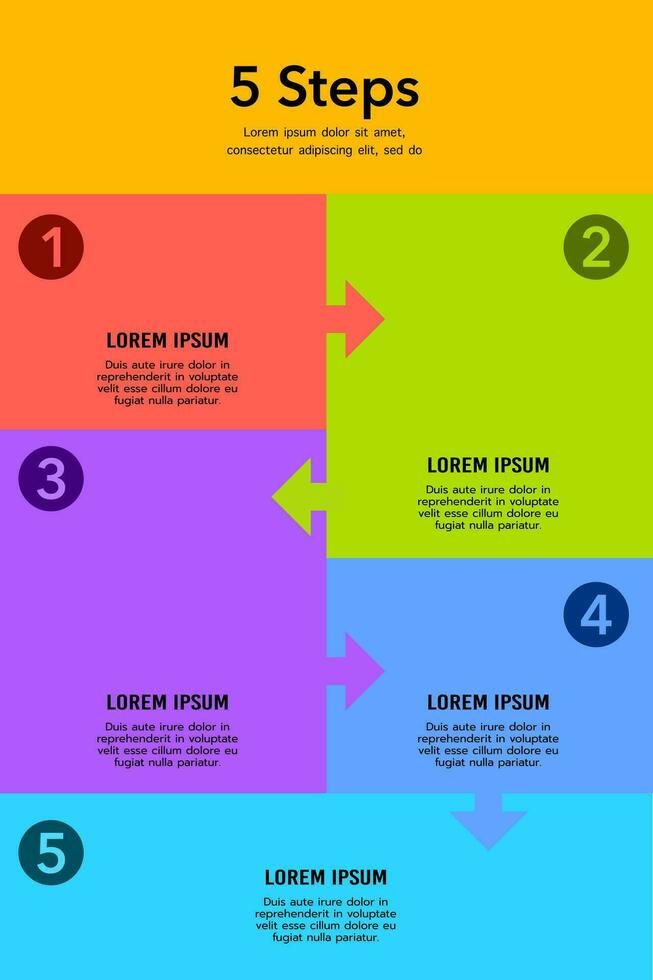 5-step arrow infographic poster template. Vector illustration.