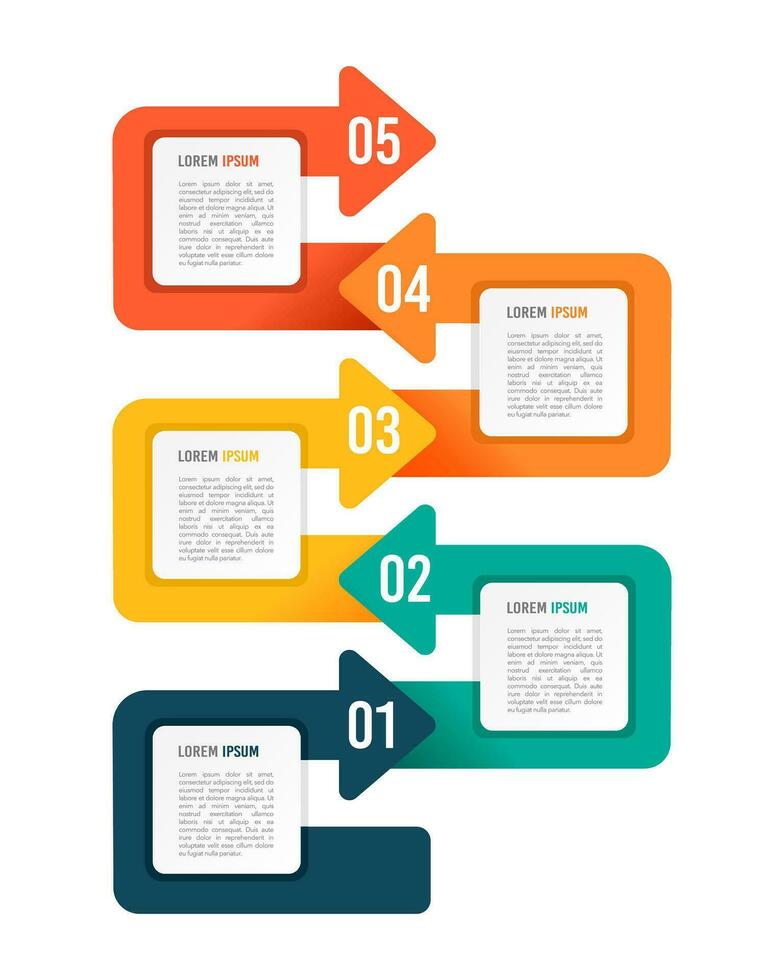 infografía flecha 5 5 pasos a éxito. vector ilustración.